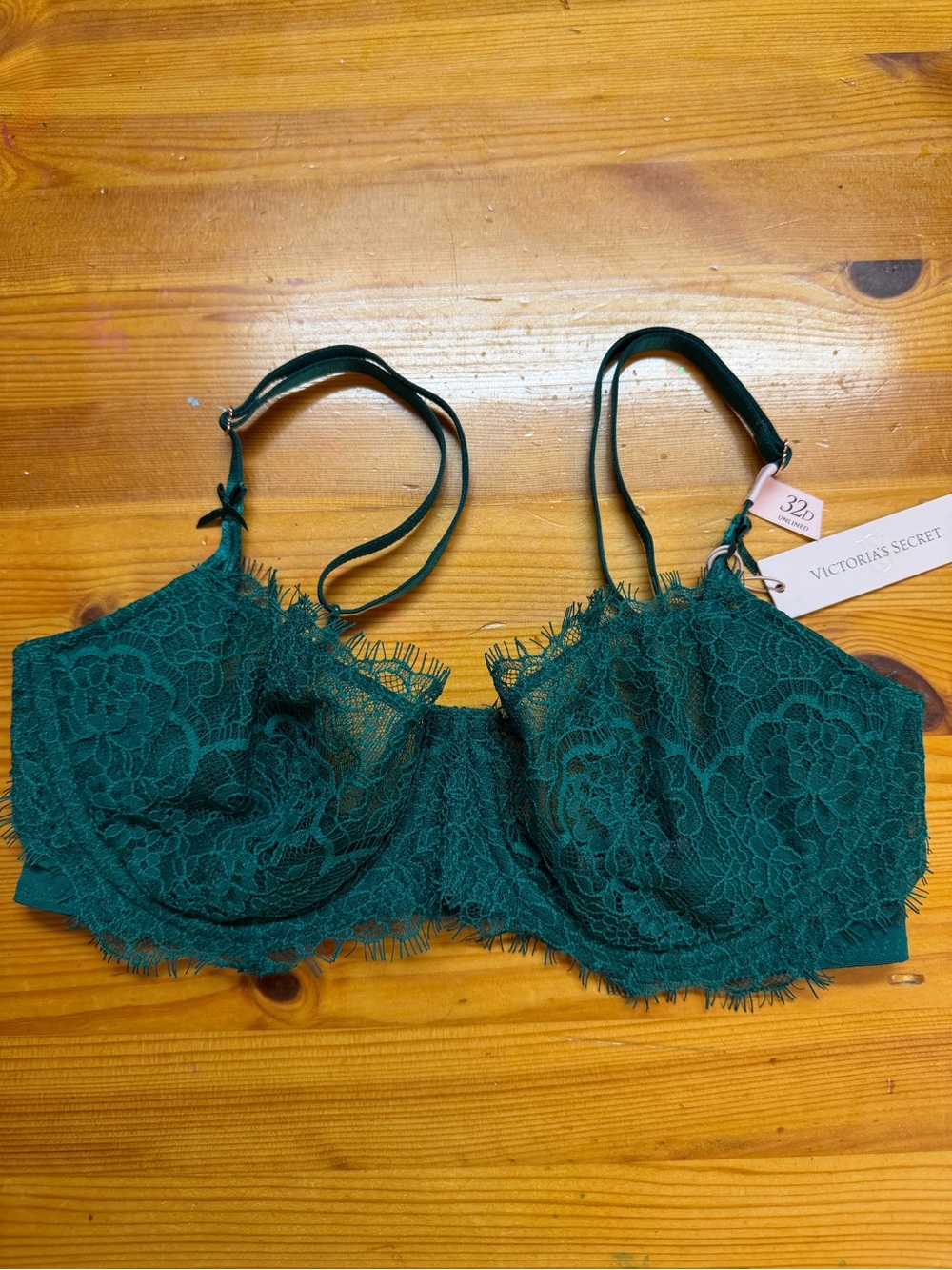 32D victoria’s Secret Dream angels push-up without padding bra Dark Green NWT